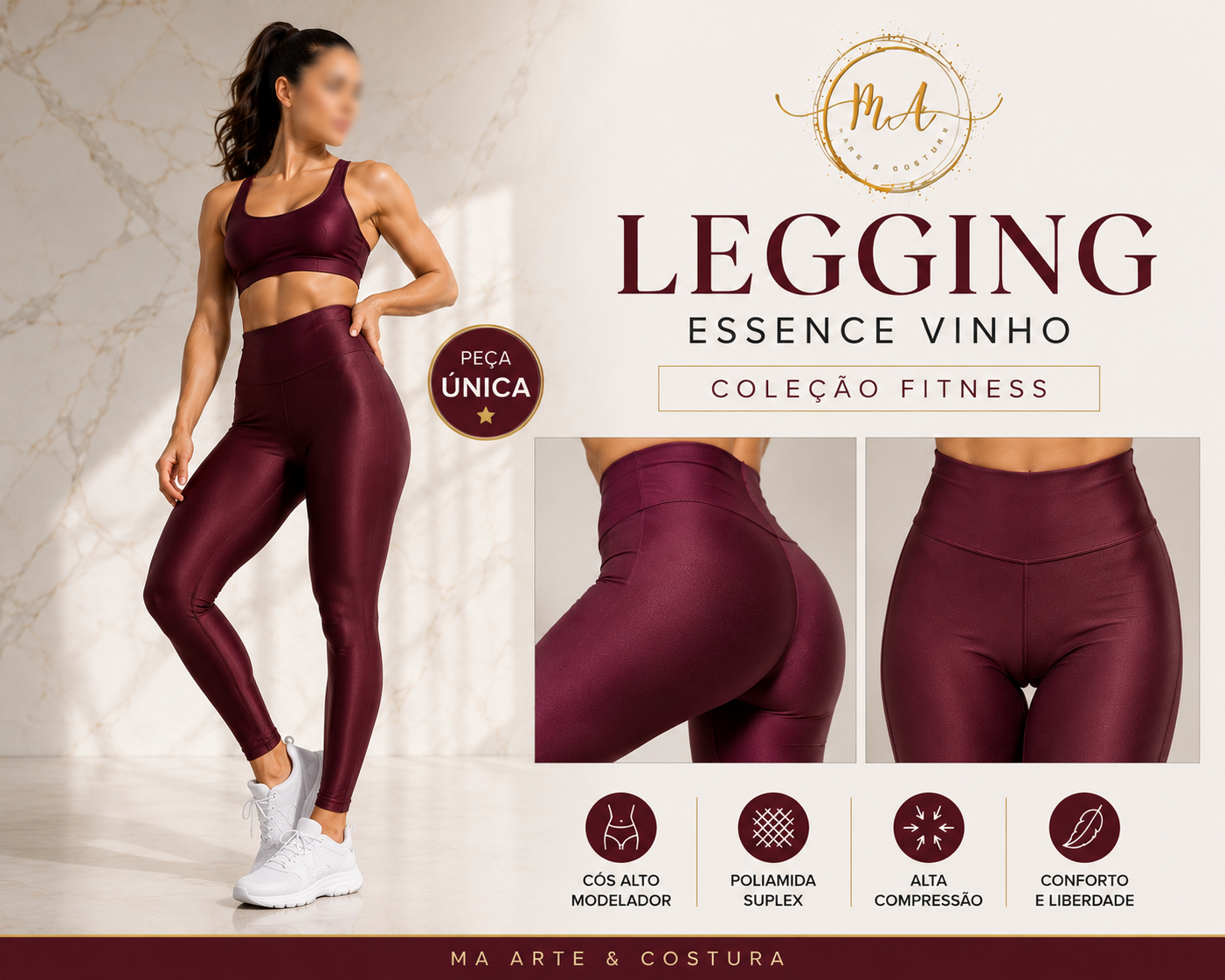 Legging Essence Vinho peça única