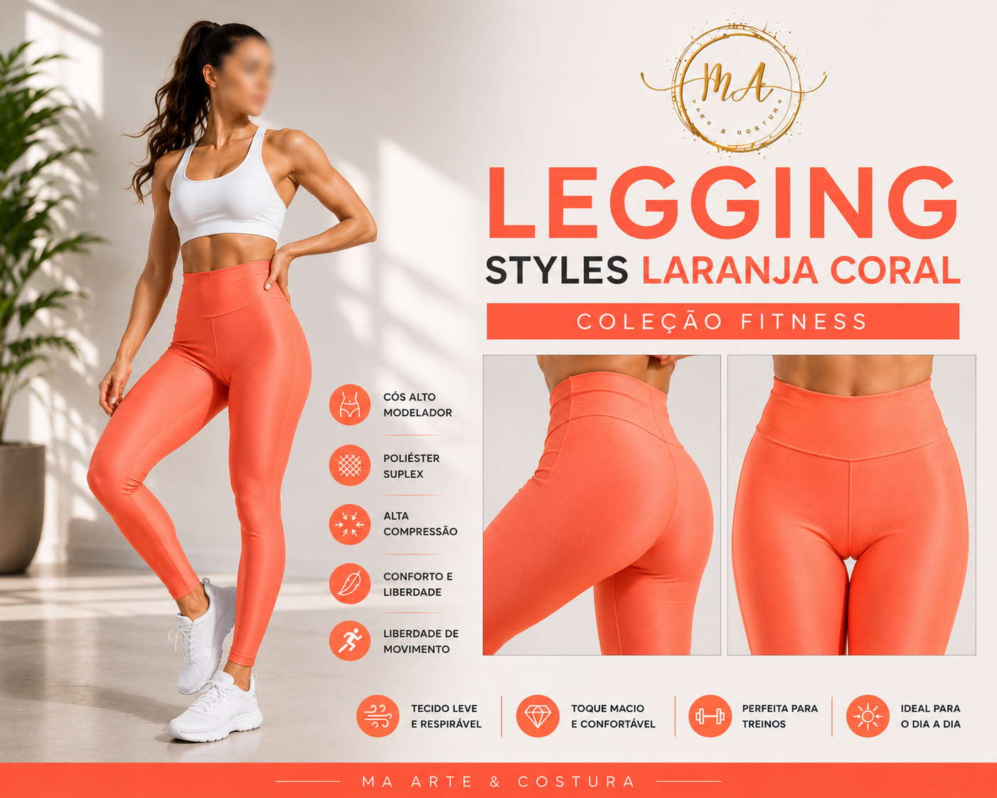 Legging Styles Laranja Coral